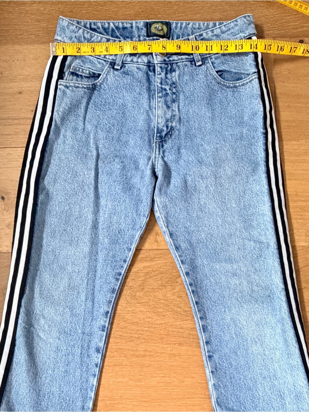 VTG Paris Blues Originals Y2K Side Stripe Flare Jeans Light Wash Juniors Size 7 - Picture 7 of 11